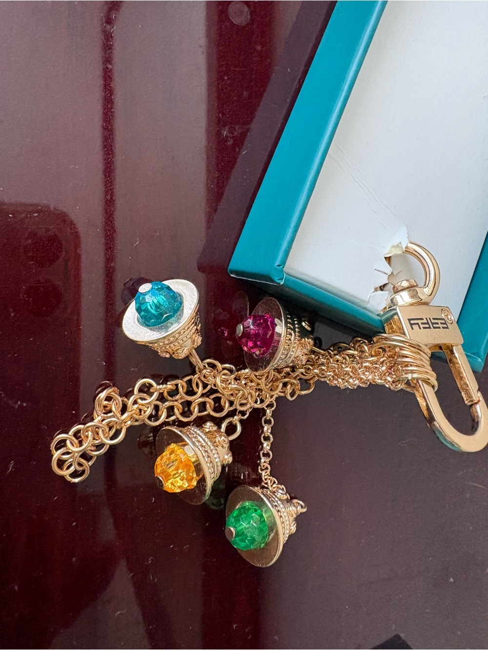 Effy Gold-Tone Bag Chain in Blue, Pink, Yellow and Green Bell Beads